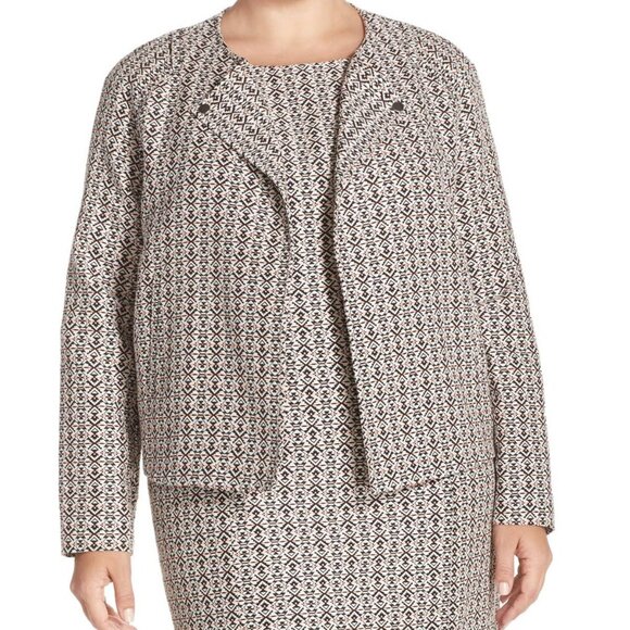 Tart Open Front Collarless Blazer Geometric Gray Multi Neon Aztec - Picture 1 of 3